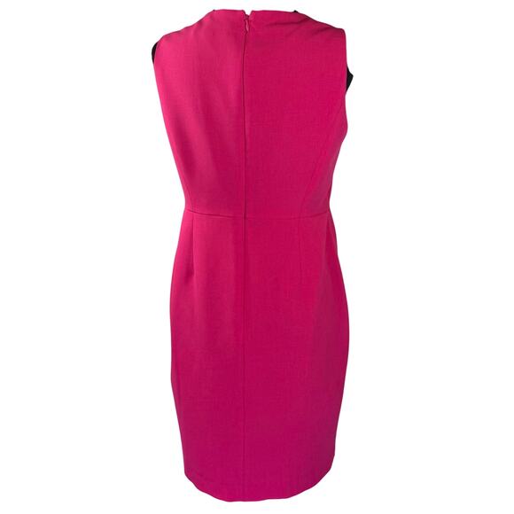 Kasper Hot Pink Sheath Dress 4P Sleeveless Petite Fit Button Front Slit - Picture 3 of 10